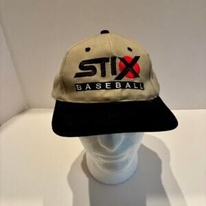 Vintage Stix Baseball Cap Hat Beige Black KC Caps